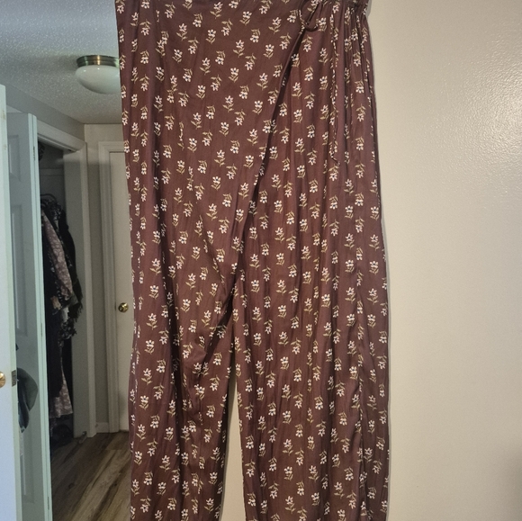 Free People Intimates Burgundy Floral Pants Xl Pajama Lounge Or Dress - Picture 6 of 10